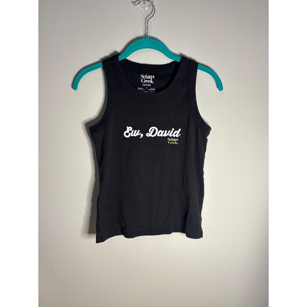 Schitts Creek Ew David Graphic Tank Top Womens Small Black Cotton Sleeveless Tee